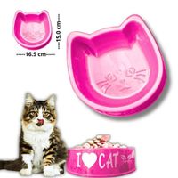 PLATO PARA MASCOTA DISEÑO GATO FUCSIA