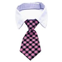 CORBATA CON CUELLO PARA MASCOTA ROSADA CUADROS