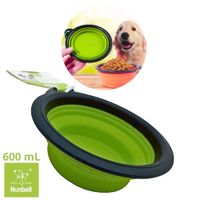 PLATO PORTATIL PLEGABLE MASCOTA NUNBEL-VERDE LIMON 600 ML