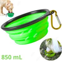 PLATO PORTATIL PLEGABLE PARA MASCOTA 850mL - VERDE