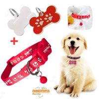 PLACA Y COLLAR P-MASCOTAS C-CASCABEL - ROJO ROJO
