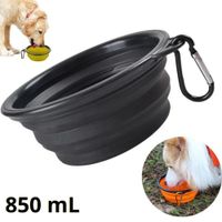 PLATO PORTATIL PLEGABLE PARA MASCOTA 850mL - NEGRO