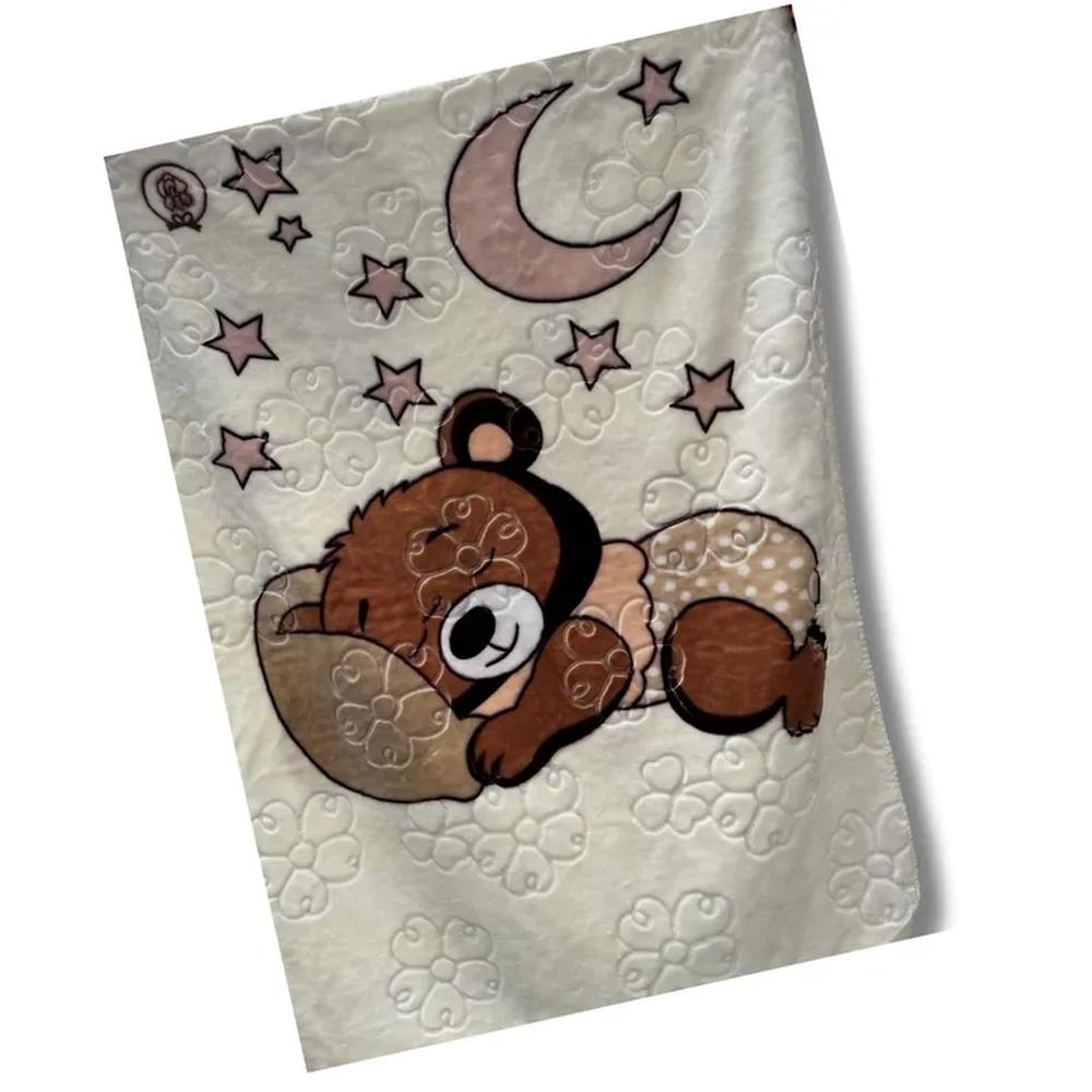 Frazada Colchas Mantas Felpa Plush Labrado Para Bebés Marron