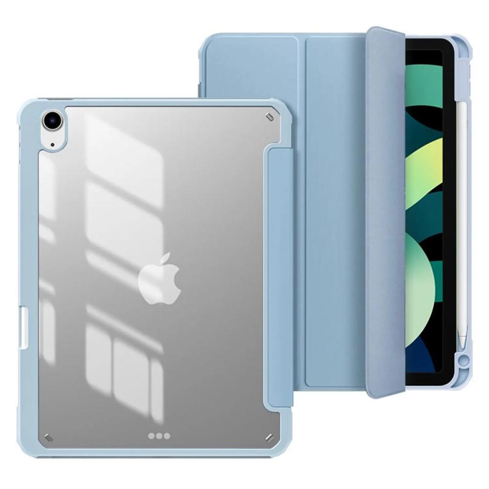 Smart Cover Ipad 10.2 Desmontable Imantada Tapa Transparente y Celeste