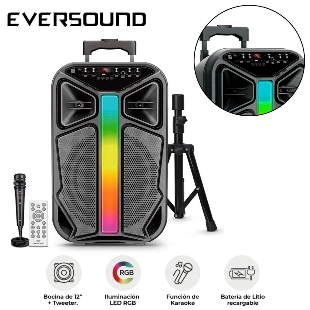 Combo Parlante + Tripode Eversound Lyrico EV 6000T Woofer de 12"" LED RGB