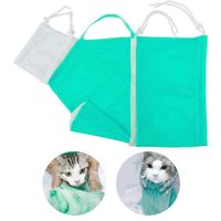 BOLSA DE ASEO DE MALLA PARA GATOS VERDE Y BLANCO.