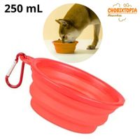 PLATO PORTATIL PLEGABLE PARA MASCOTA - ROJO 250mL