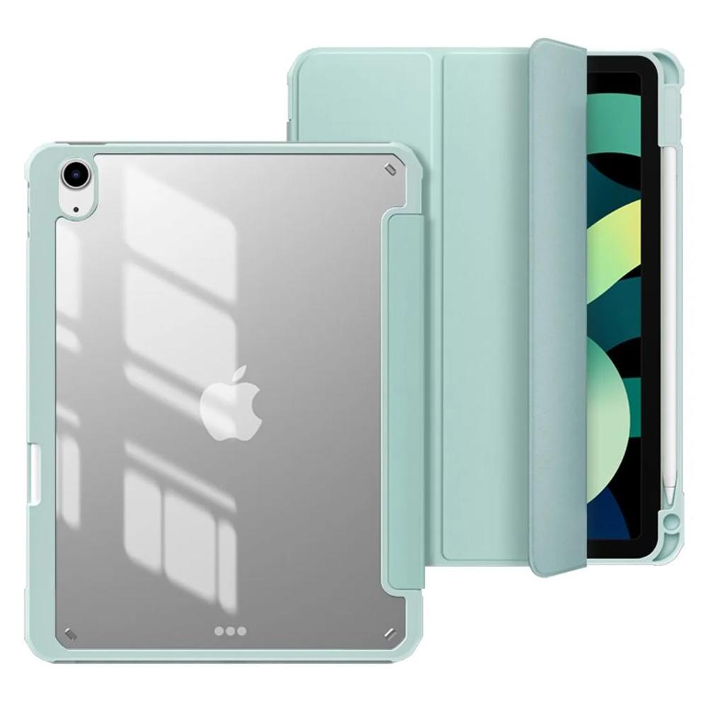 Smart Cover Ipad 10.2 Desmontable Imantada Tapa Transparente y Verde Agua