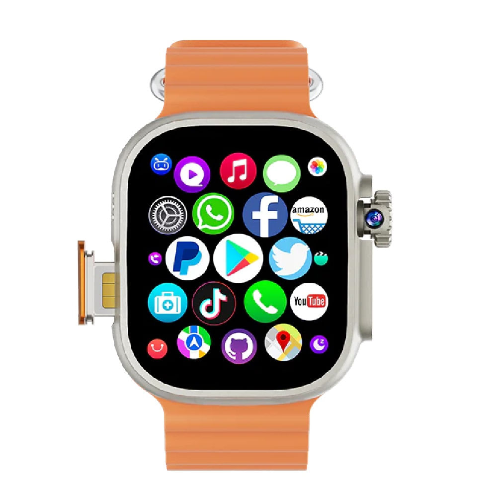 Smartwatch DW100 Pro Plus 128GB 8GB RAM Chip Play Store Amoled Naranja