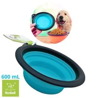 PLATO PORTATIL PLEGABLE MASCOTA NUNBEL-TURQUESA 600 ML
