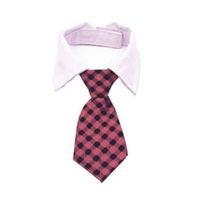 CORBATA CON CUELLO PARA MASCOTA PALO ROSA CUADROS
