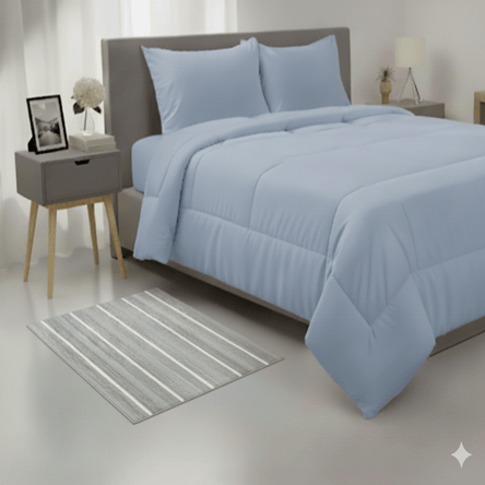 Edredón Acero algodón 220 hilos con Funda Sham Free Home Premium Queen