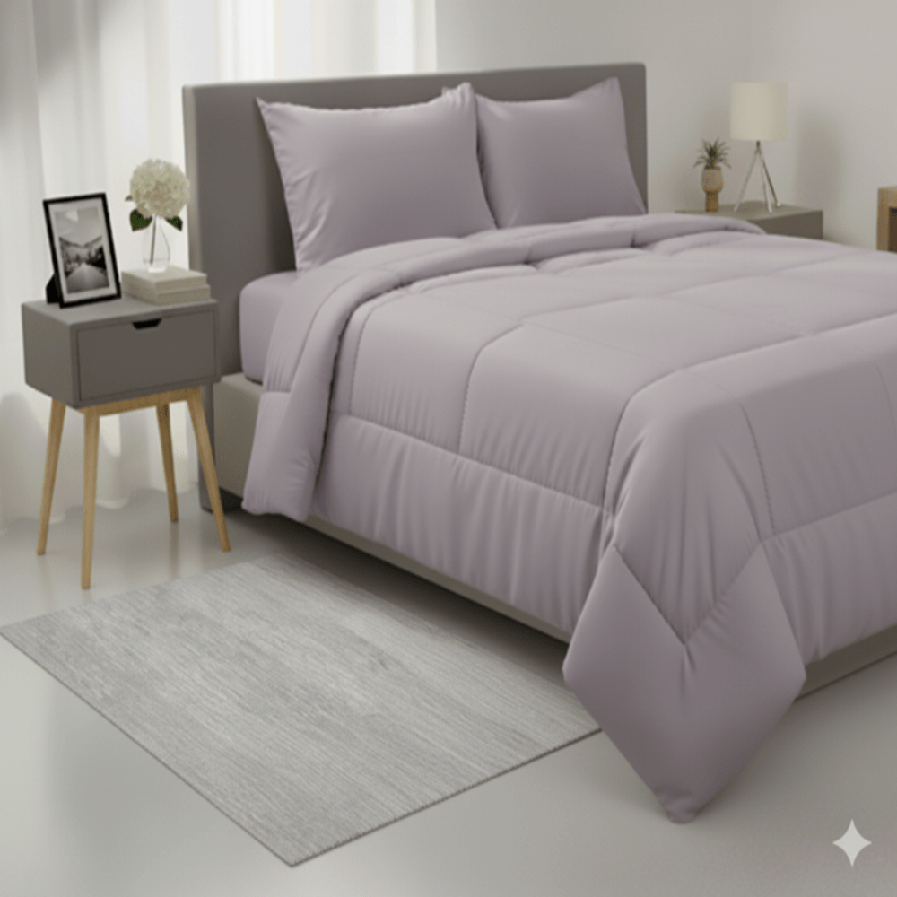 Edredón Lila algodón 220 hilos con Funda Sham  King