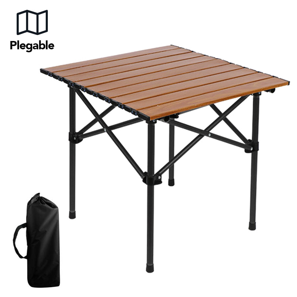 Mesa Plegable Camping con Funda Transporatdora Marrón M64