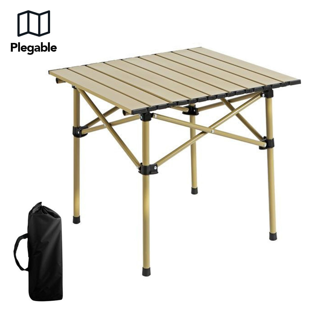 Mesa Plegable Camping con Funda Transporatdora Beige M64