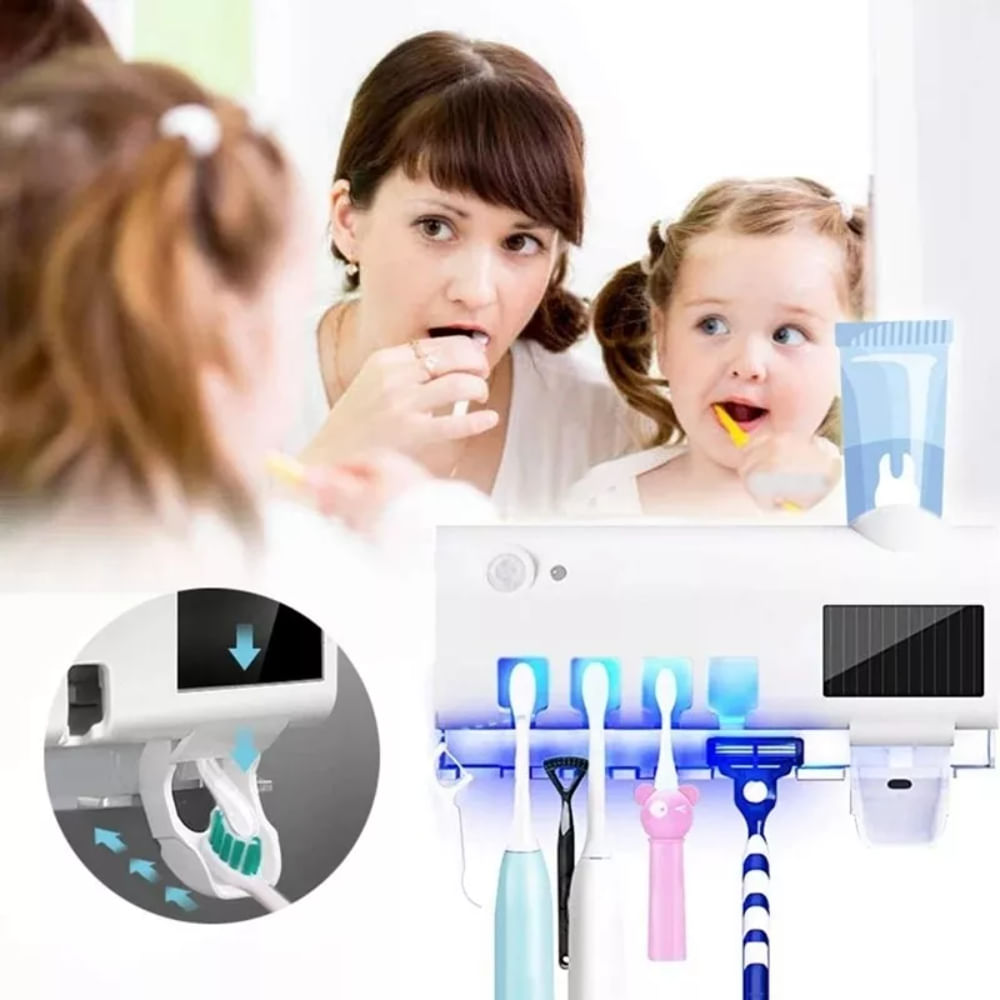 Porta Cepillos Inteligente con Dispensador de Pasta Dental UV