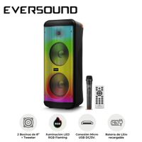 Torre de Sonido Eversound Vibratto EV 5008WL 02 Bocinas 8"" USB BT SD LED RGB Flaming