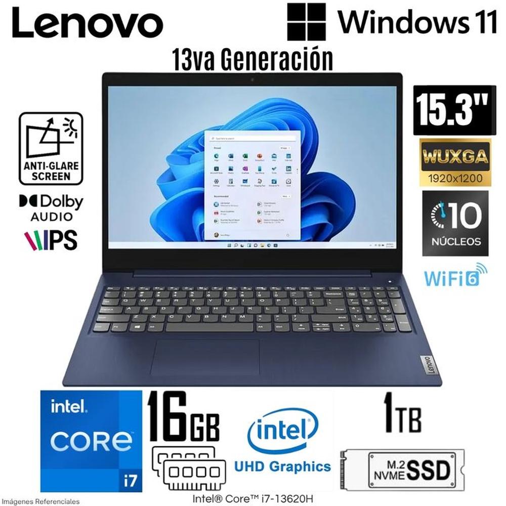 Laptop Lenovo Ideapad Slim 3 Intel Core i7-13620H 16GB RAM 1TB SSD 15.3  WUXGA - 83K100NALM