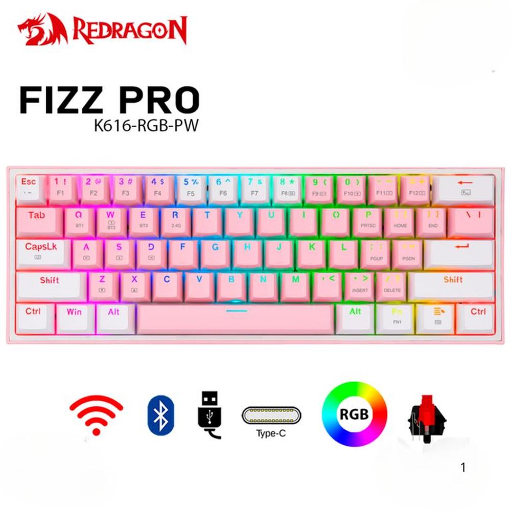 Teclado Mecánico Gamer Redragon FIZZ PRO Wireless Spanish K616-RGB-PW