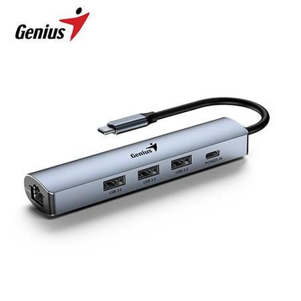 HUB USB-C GENIUS UH-545 GIGABIT ETHERNET 1-USB-C 3-USB-A