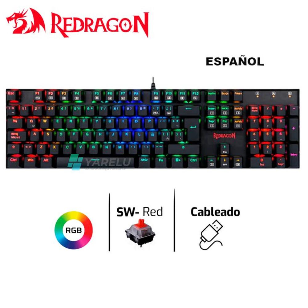 Teclado Gamer Redragon Mitra Spanish K551RGB Red Switch Black