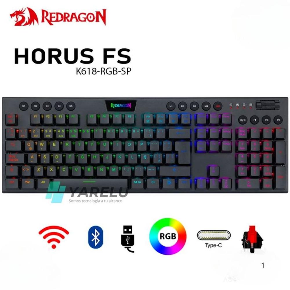 Teclado Redragon HORUS FS Wireless Spanish K618-RGB-SP RED SWITCH