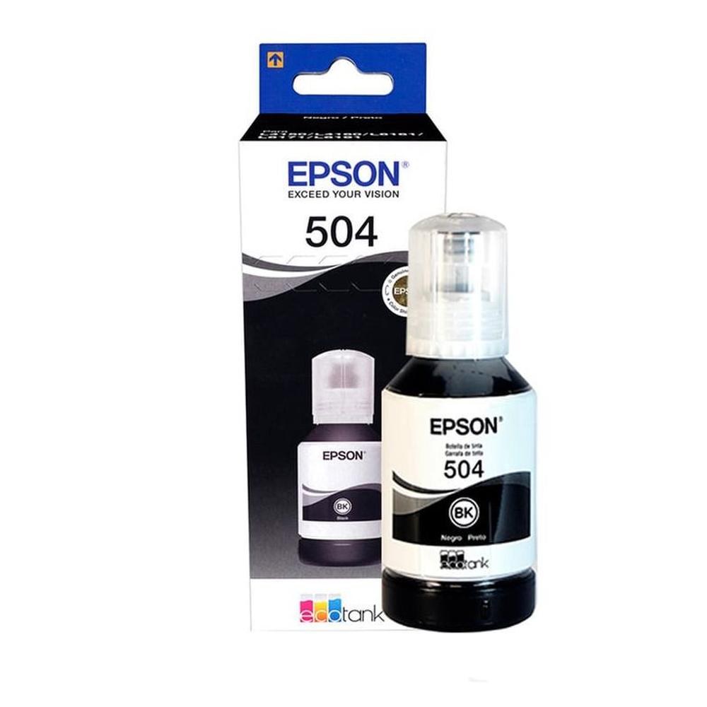Botella de tinta EPSON T504 color negro contenido 127m