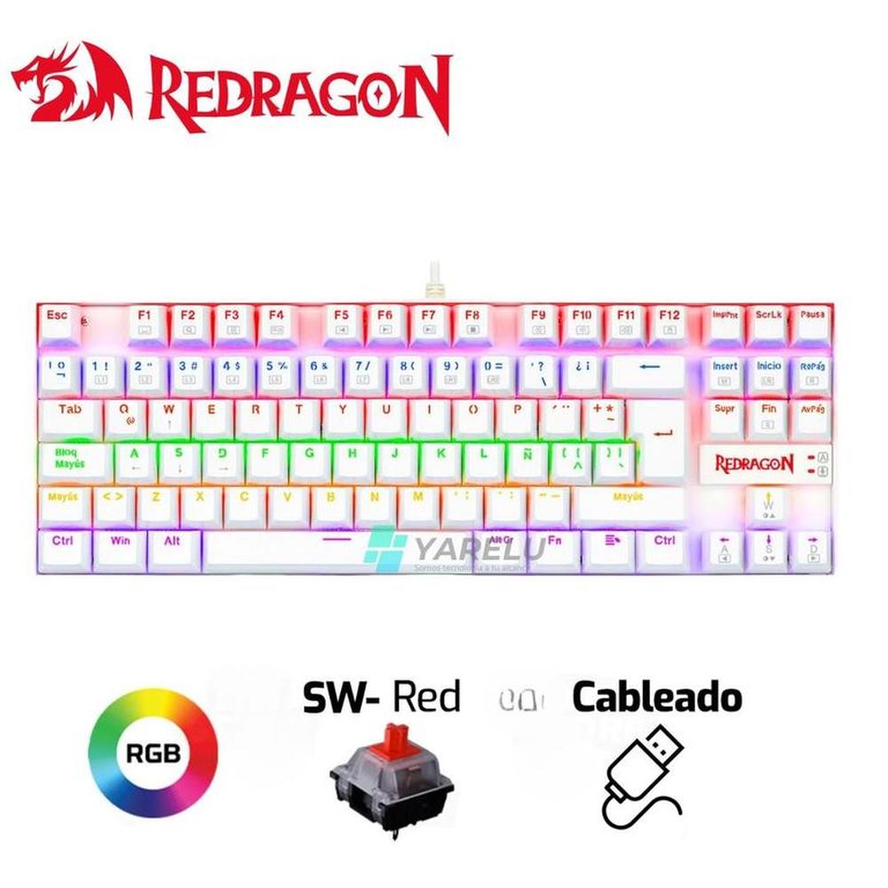 Teclado Redragon KUMARA Rainbow Spanish K552W-KR-SP WHITE