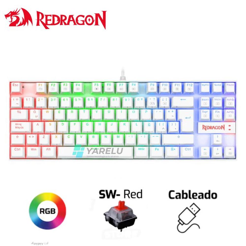 Teclado Redragon KUMARA WHITE K552W-RGB Red Switch Español