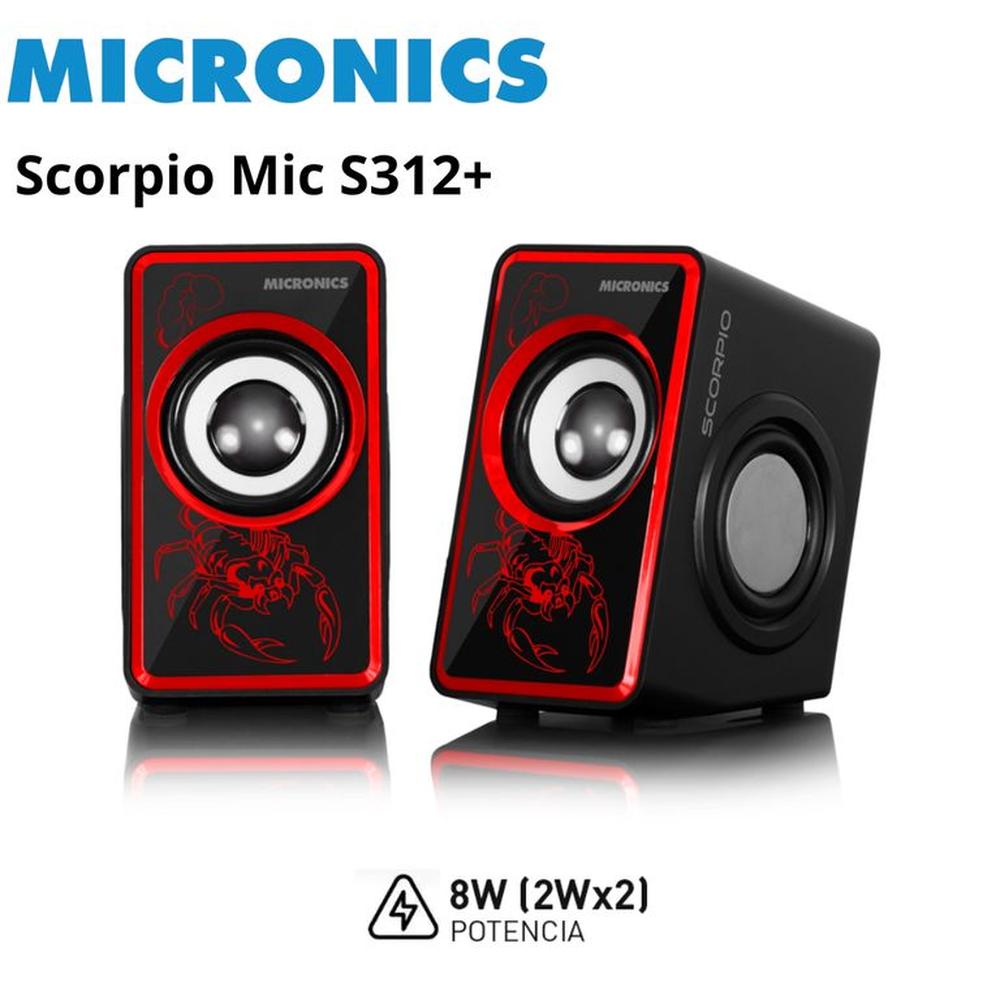 Parlante Multimedia Gamer Micronics Scorpio Mic S312+ Negro-Rojo USB