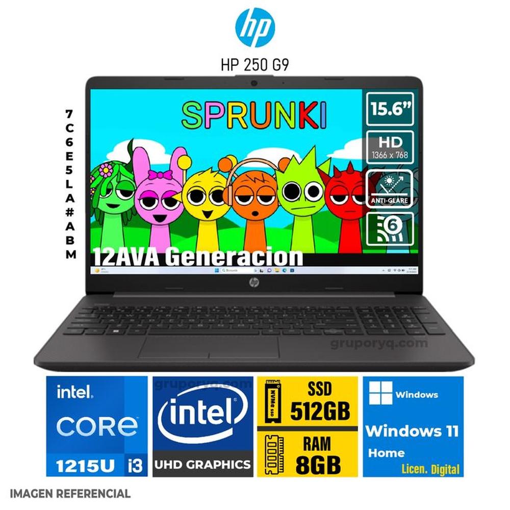 LAPTOP HP 250 G9 Intel Core i3-1215U Pantalla 15.6"" HD RAM 8GB SSD 512GB -7C6E5LA#ABM