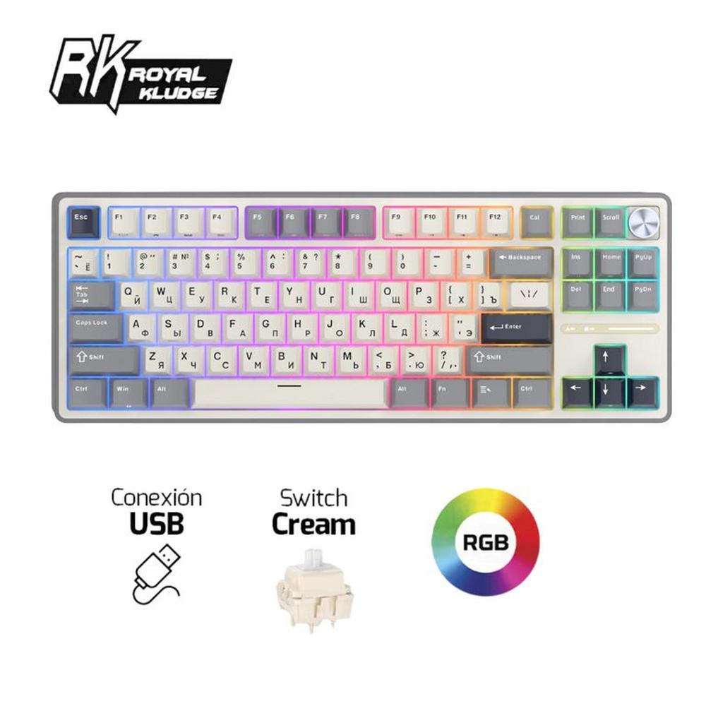 Teclado RK-R87PRO TKL Half Grey Creamy Switch Cableado
