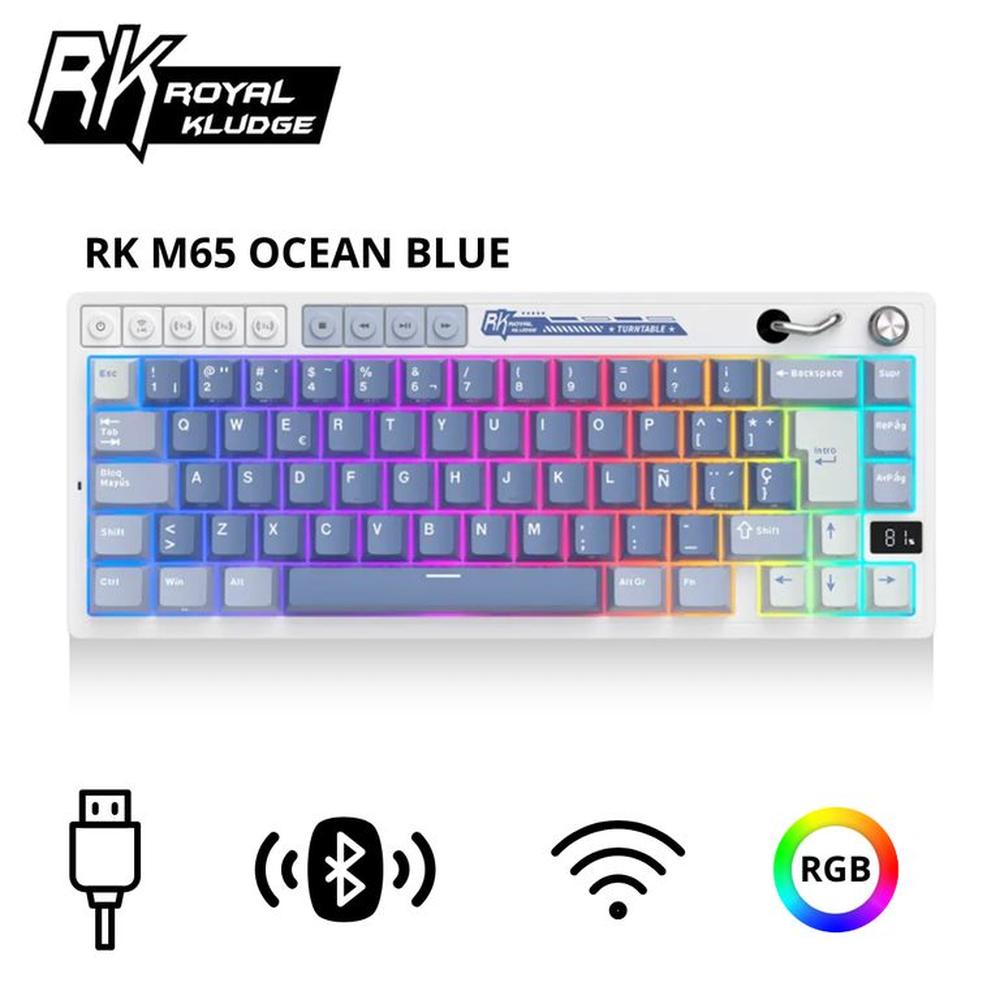 Teclado Royal Kludge RK M65 Inalambrico OCEAN BLUE - CREAMY SWITCH