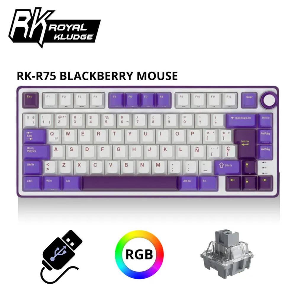 Teclado RK R75 Cableado BLACKBERRY MOUSE - K SILVER SWITCH