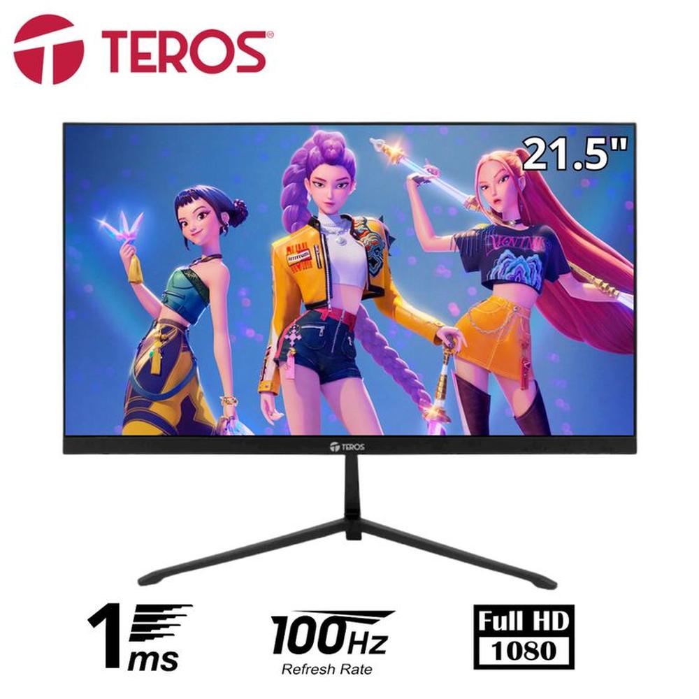 Monitor plano TEROS TE-2128S 215 FHD IPS 100Hz 1ms HDMI VGA negro