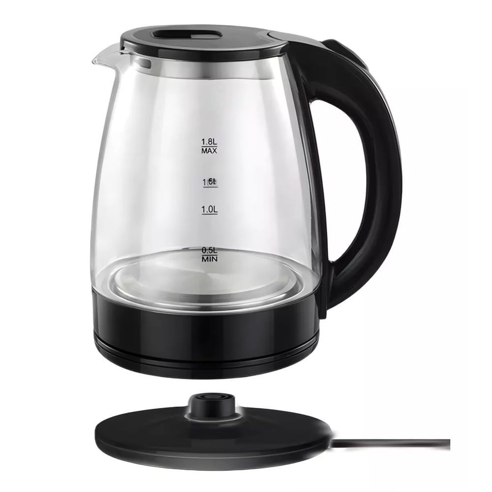 Hervidor Eléctrico Vidrio Transparente 2 L Luz Led Negro