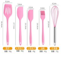 Espátula Ranurada de Silicona Batidor y Cepillo para Untar Rosado