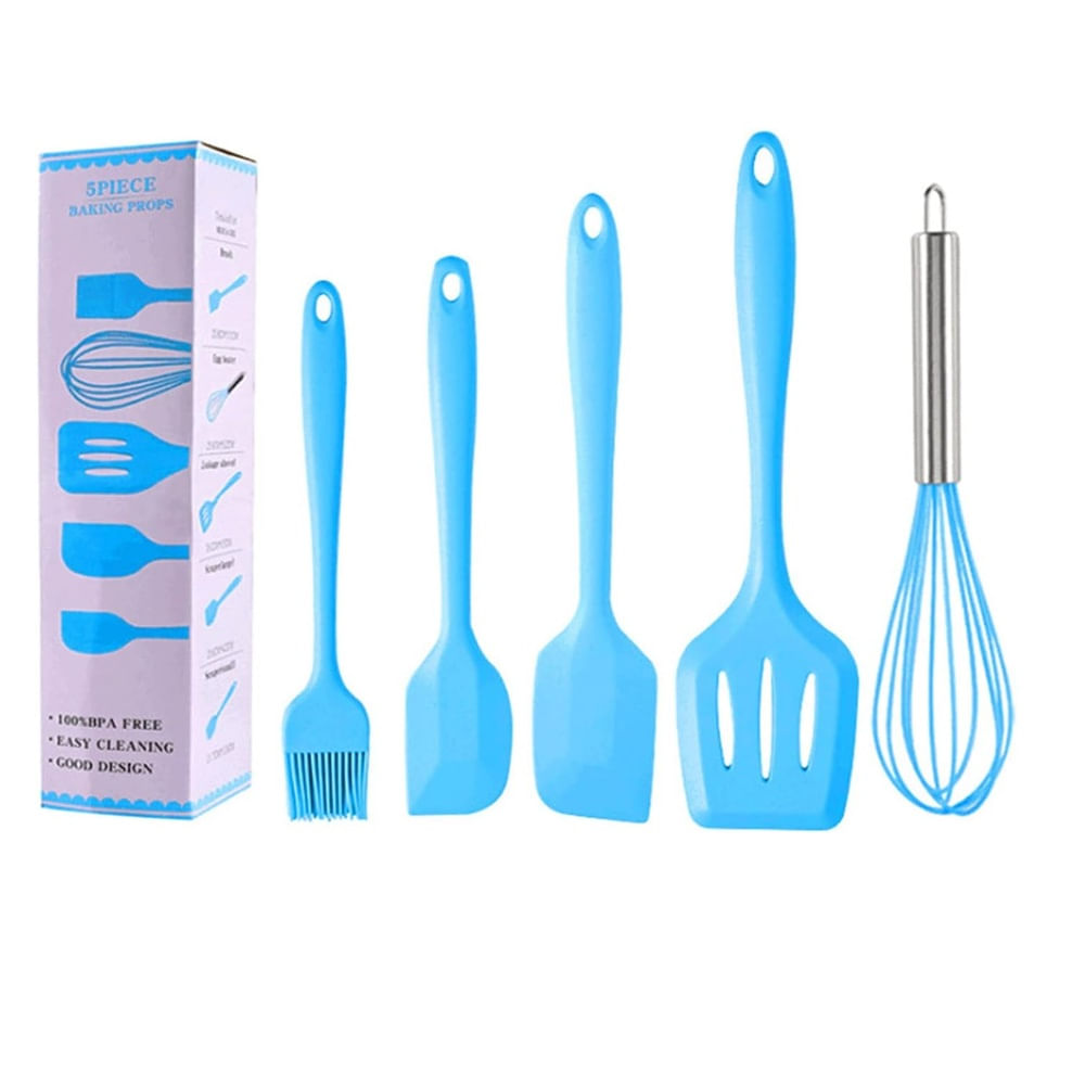 5 Espátulas de Silicona Resistentes al Calor Celeste