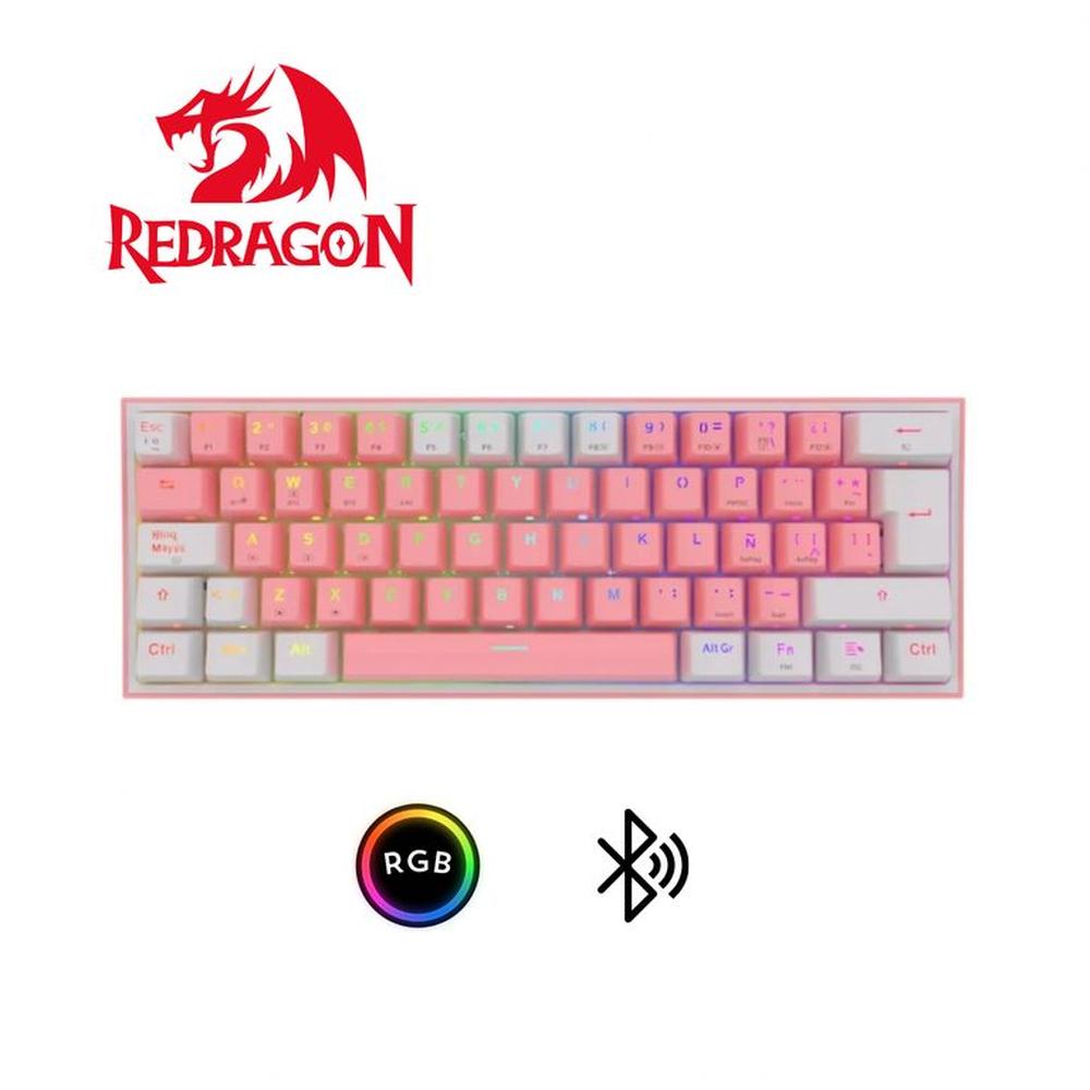 Teclado Redragon FIZZ PRO Wireless Spanish K616-RGB-PW WHITEPINK