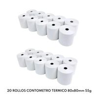 Paquete 20 Rollos Contometro Termico 80x80mm 55gr 75metros 80x80