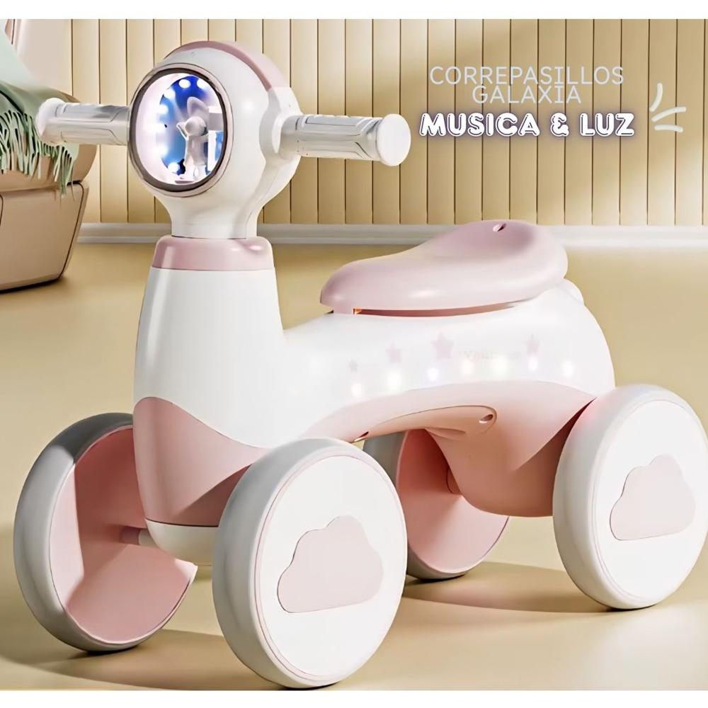 Triciclo Correpasillos Espacial Musical Luz para Niños color Rosado