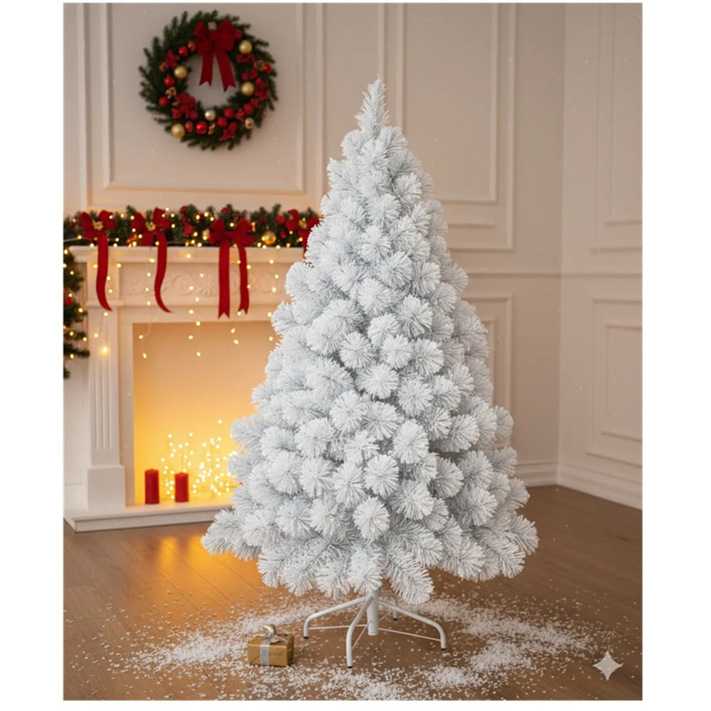 Arbol de Navidad Blanco Nevado en sus ramas 180 cm