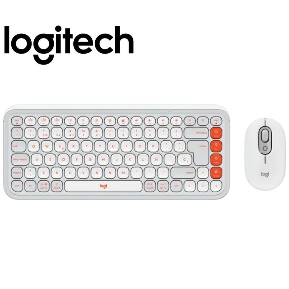 Teclado Logitech + Mouse Pop Icon Bluetooth Wireless White