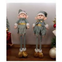 Set 2 Muñecos Duendes Patilargas De Navidad 80 cm