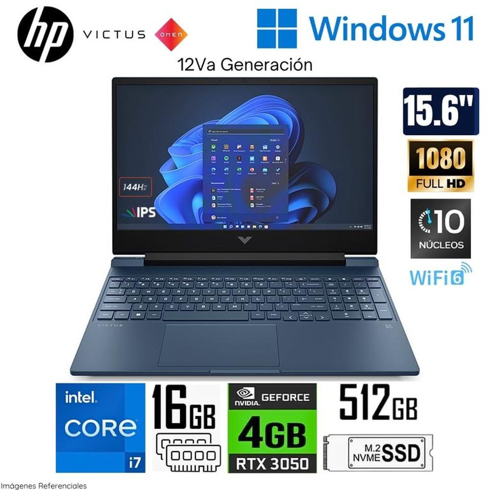 Laptop HP Victus 15-FA0007LA Intel Corei7-12650H RAM 16GB SSD 512GB SSD RTX 3050 4GB 15.6 FHD