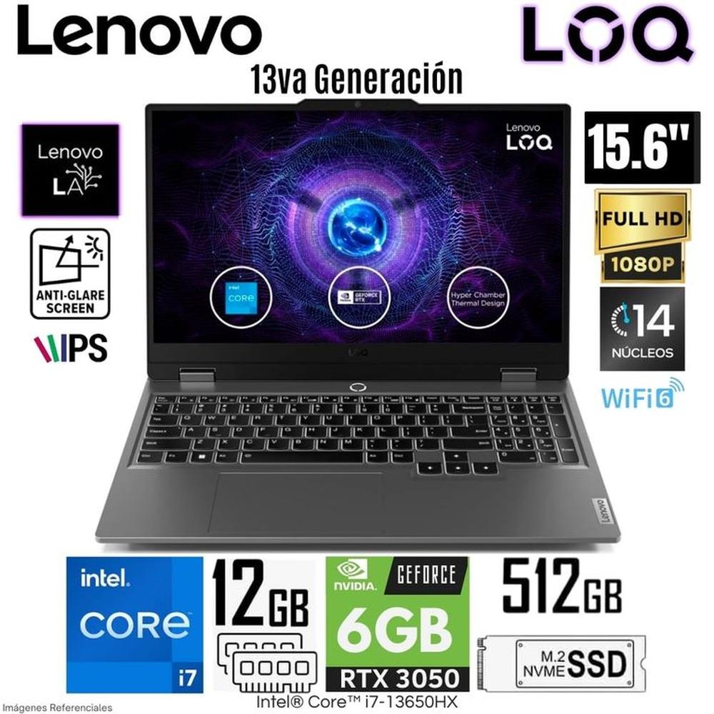 Laptop Lenovo LOQ 15IRX9 Intel Core i7-13650HX12GB RAM 512GB SSD 15.6 FHD RTX3050 - 83DV00FHLM