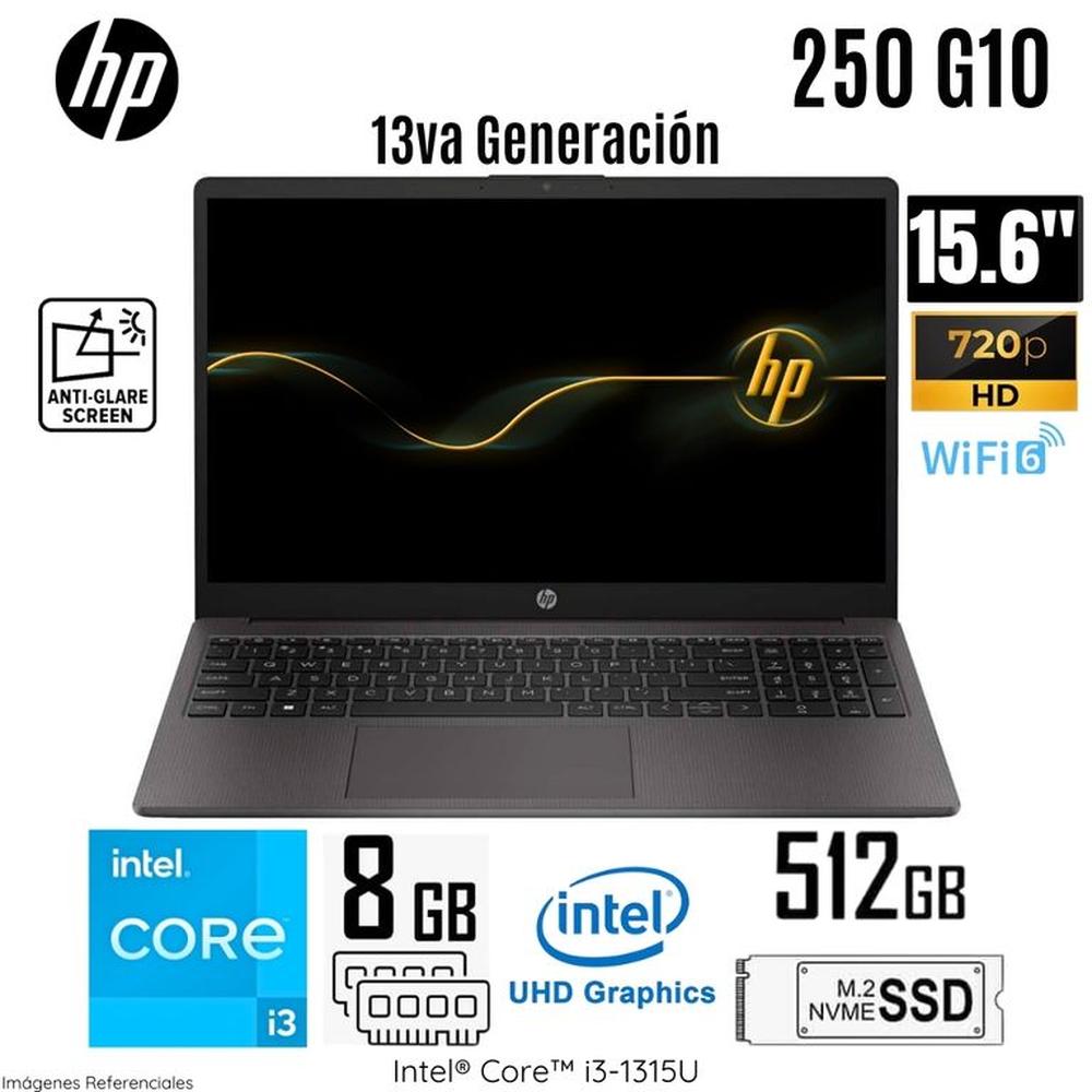 Laptop HP 250 G10 Intel Core i3-1315U 8GB RAM 512GB SSD 15.6 HD Free Dos - A29CMLA