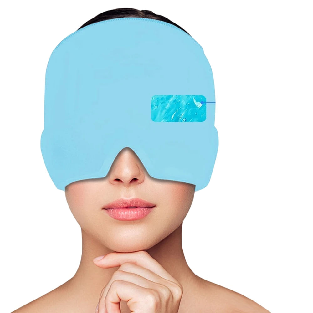 Gorro para Migrañas y Dolores de Cabeza Celeste