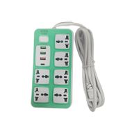 Cable de Extensión Enchufe Múltiple Rectangular más Adaptadores de Usb Verde
