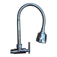 Grifo Llave Pared Semi Pesado de Cocina Acero Zinc  Cromado agua fría flexible